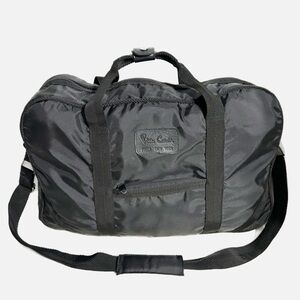 Vintage Pierre Cardin Nylon Travel Duffle Bag Top Handles Crossbody Strap Black